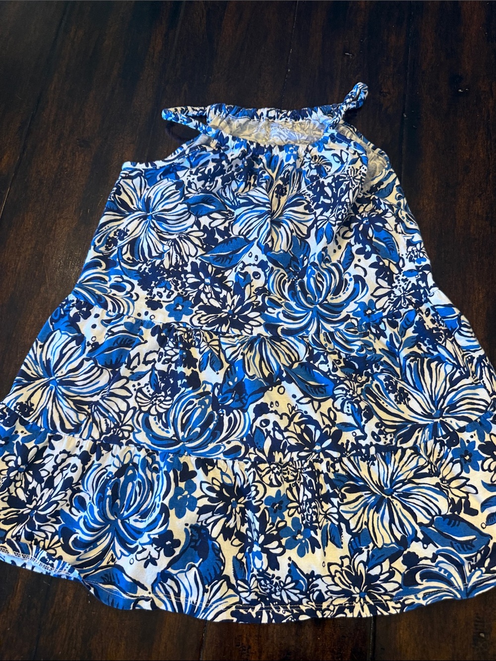 Lilly Pulitzer Blue & White Floral Halter Dress for Kids